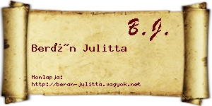 Berán Julitta névjegykártya